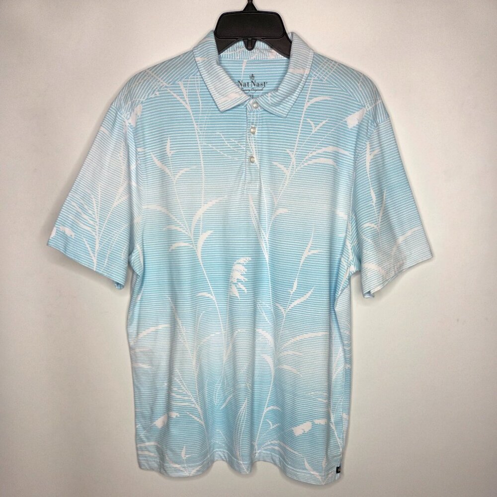 Nat Nast Golf Polo Shirt Size XL Blue Striped Luxury Original Performance